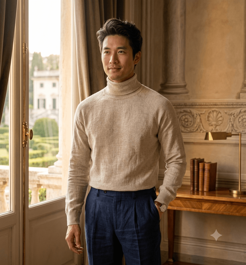 Hình ảnh Áo linen cổ lọ