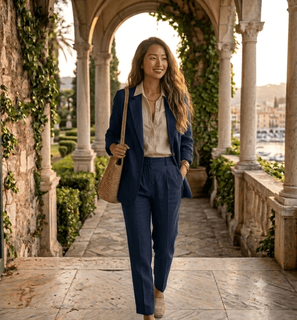 Hình ảnh Bộ vest nữ ba món xanh than