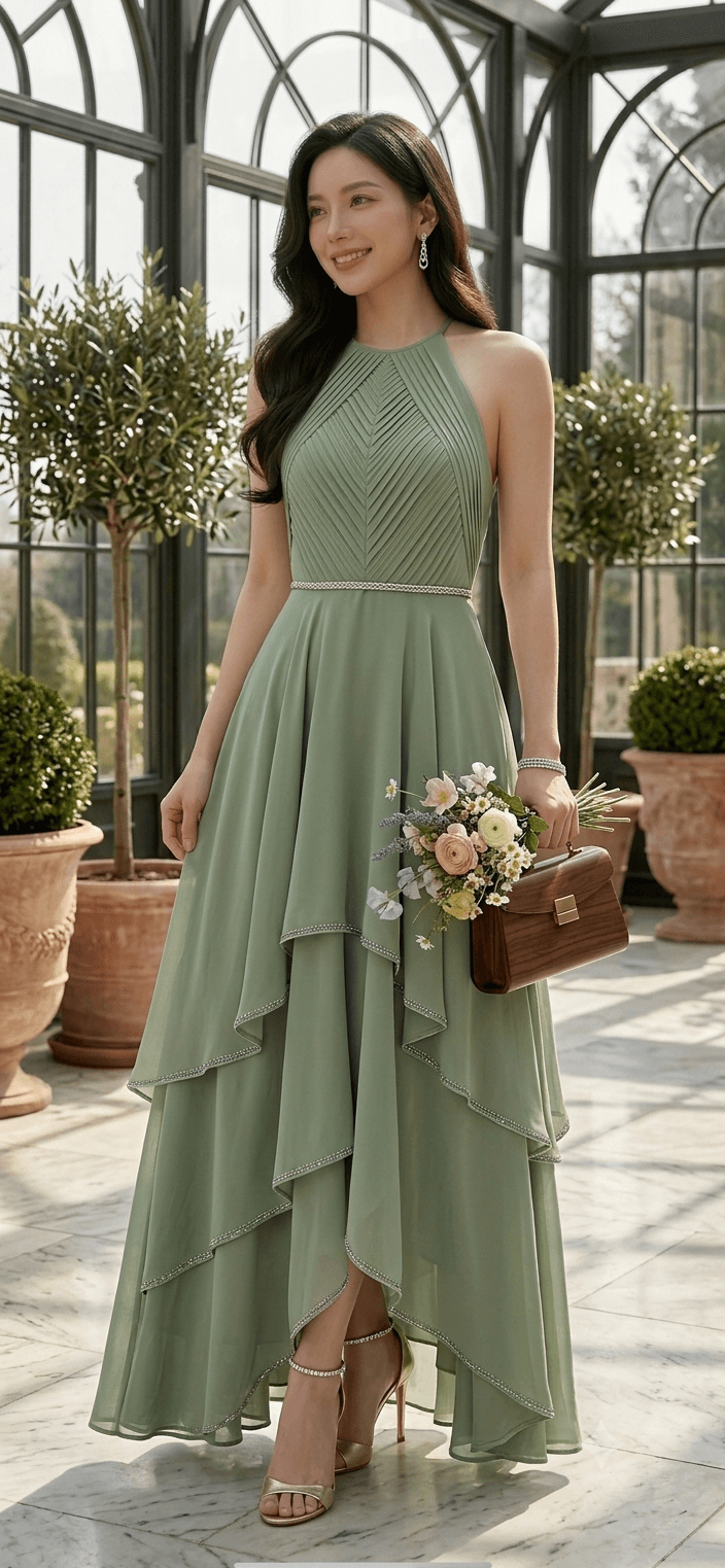 Hình ảnh Đầm linen bèo tầng xanh lam